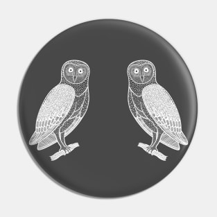 Barn Owls in Love - hand drawn detailed owl design Pin