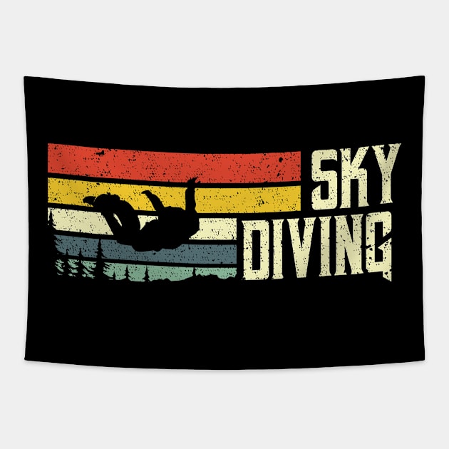 Skydiving vintage retro Parachutist Skydiver Tapestry by Foxxy Merch