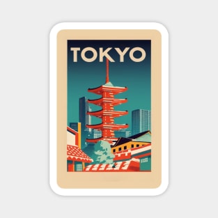 A Vintage Travel Art of Tokyo - Japan Magnet