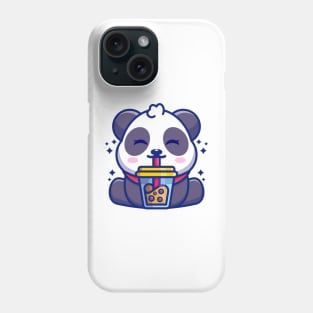 Cute panda drinking boba milk tea cartoon Phone Case