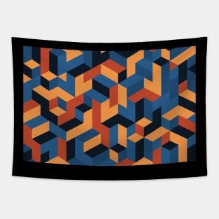 Red Sunset Geometric Pattern Tapestry