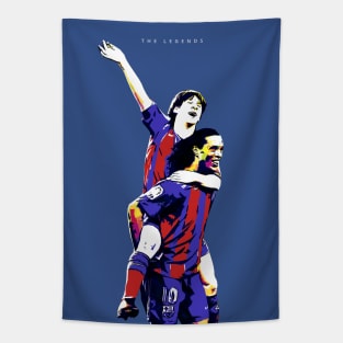 Ronaldinho and Lionel Messi Iconic Pop Art Tapestry