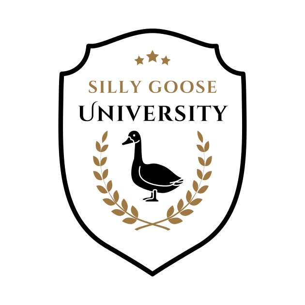 Silly Goose University - Standing Goose Emblem With Golden Details by Double E Design