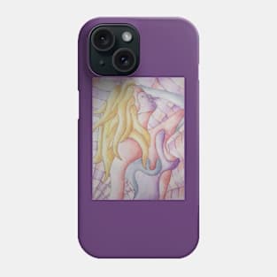 blonde girl posing retro style abstract art Phone Case