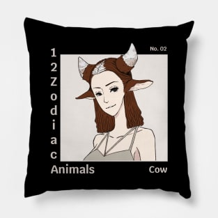 cow - 12 zodiac animals Pillow