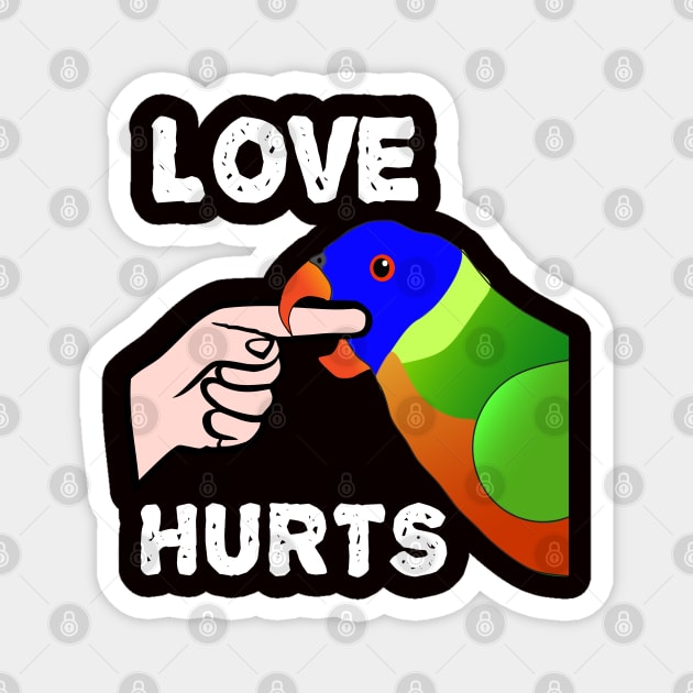 Love Hurts Lorikeet Parrot Biting Magnet by Einstein Parrot