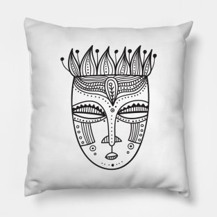 Tribal mask Black Pillow