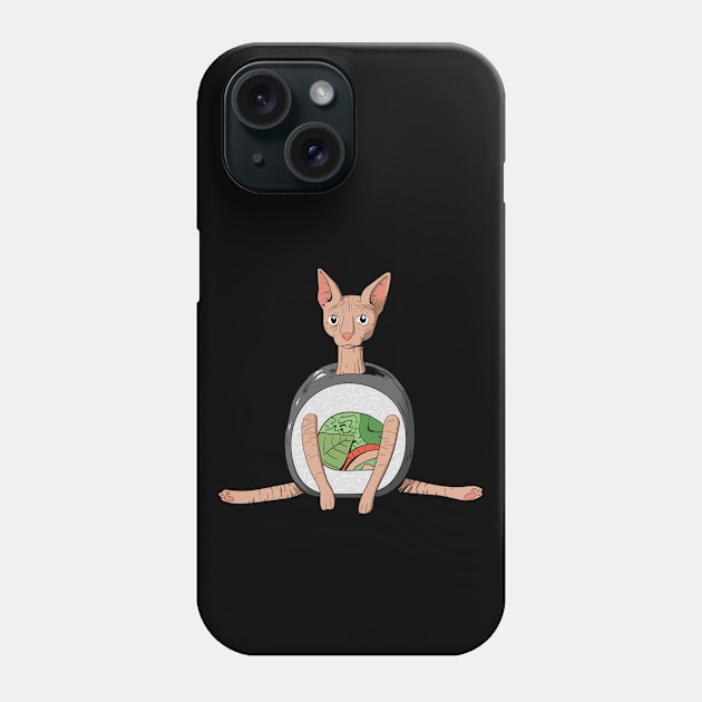 Sphynx Cat Sushi Roll Phone Case by OnepixArt