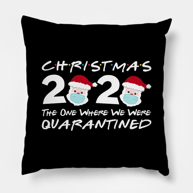 Christmas 2020 Quarantine Christmas Santa Face Wearing Mask Pillow by DragonTees