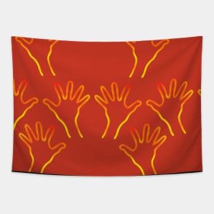 Cave Hands Anew Yellow-Red on Orange-Red 5748 Tapestry