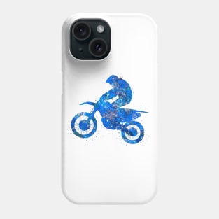 Motocross dirt bike blue art Phone Case