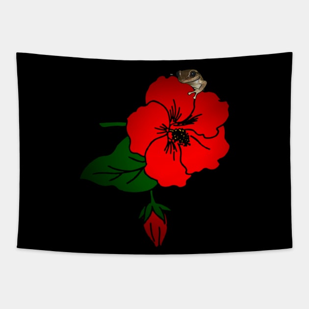 Puerto Rican Coqui Maga Flower Tapestry by SoLunAgua