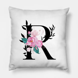 Floral Monogram R Pillow