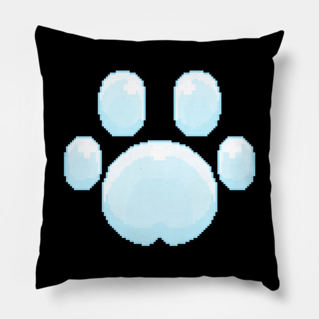 Kawaii Pixel Paw (blue) Pillow by ssydneyart