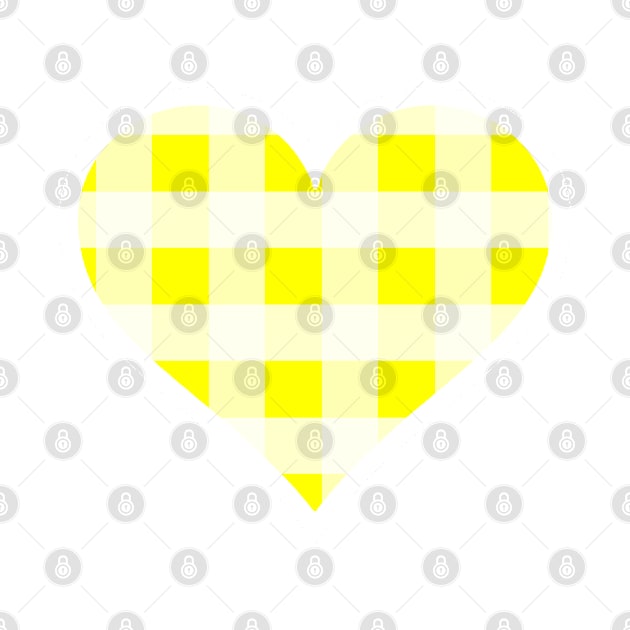 Yellow and White Buffalo Plaid Heart by bumblefuzzies