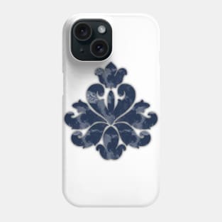 Navy Blue Floral Fleur De Lis Symbol Phone Case