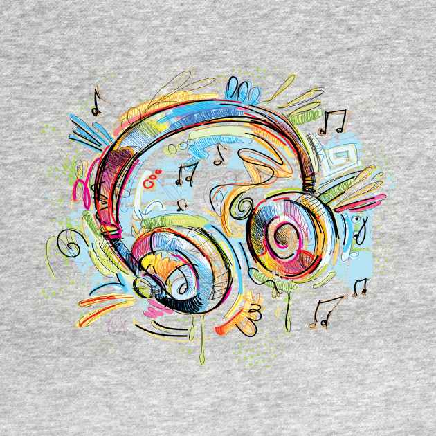 Disover Hand Drawn Headphones - Music Lover Gifts - T-Shirt