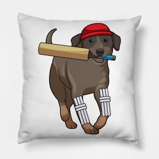 Dog at Cricket with Cricket bat Pillow