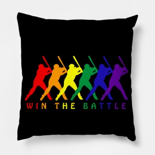 Win the Battle Fastpitch Softball Pride LGBTQ Equality Pillow