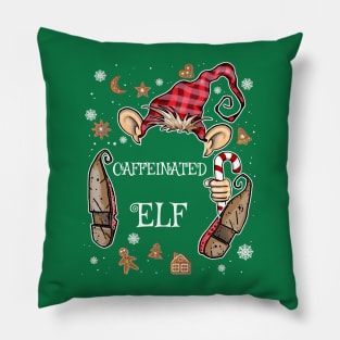 Funny Caffeinated Elf Xmas Gnome Costume Pillow