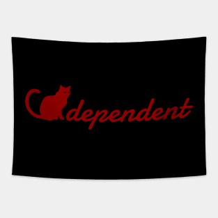 Cat Dependent (Red) Tapestry