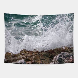 White Ocean Wave Tapestry