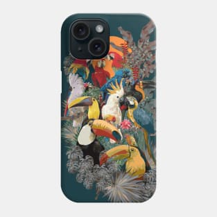 Polygonal Illustration of Amazon rain forest birds and plants Phone Case