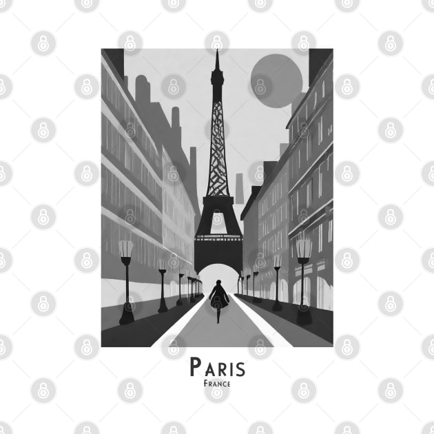 Monochrome Black and White Parisian Dreamscape by POD24