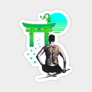 Silver Yakuza Vaporwave Synthwave Aesthetic Magnet