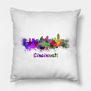 Cincinnati skyline in watercolor Pillow