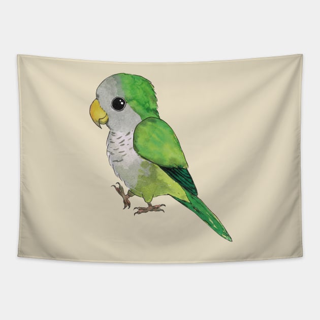 Very cute green parrot Tapestry by Bwiselizzy