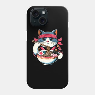 Retro Japanese Kawaii Anime Ramen Cat Phone Case