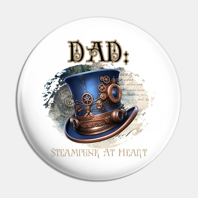 Dad: Steampunk At Heart Top Hat - Golden Version Pin by Té de Chocolate