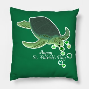 Sea Turtle with Shamrocks Pillow