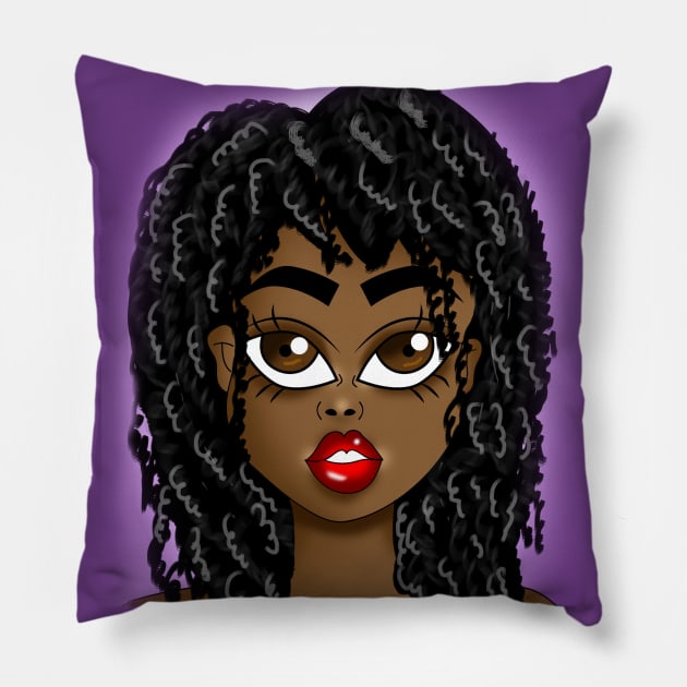 cute brown skin girl Pillow by Spinkly Creations 