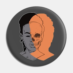 black girl skull side Pin