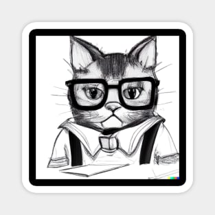 A nerd cat wearing glasses Magnet