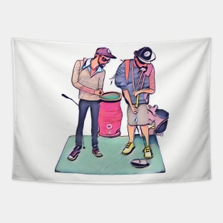 Hipster Golf Art - Hole in One Tapestry