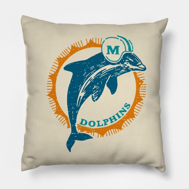 Miami Dolphins 1965 Retro Pillow by onimod