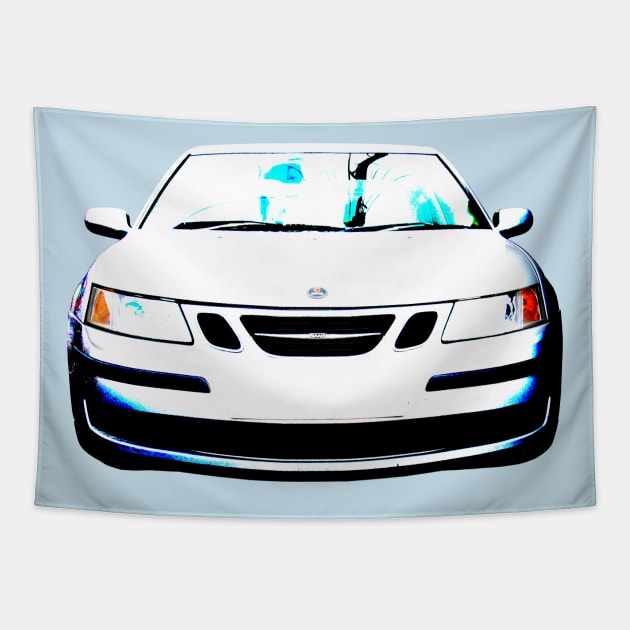 Saab 9-3 1st generation classic car high contrast Tapestry by soitwouldseem