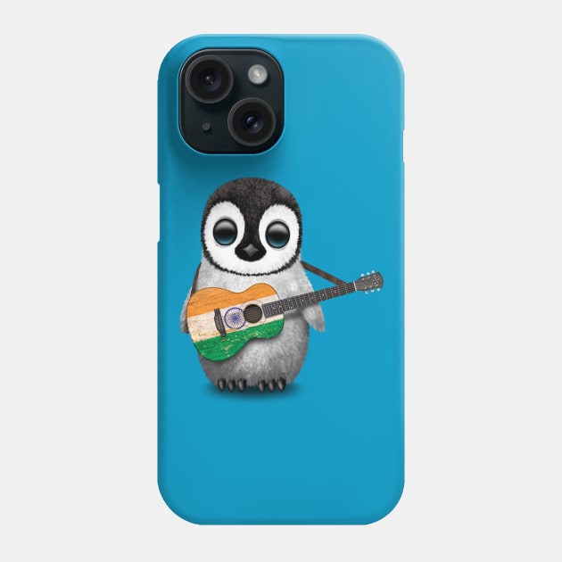 Baby Penguin Playing Indian Flag Guitar Phone Case by jeffbartels