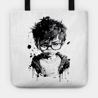 Boy with glasses in school one. Tote