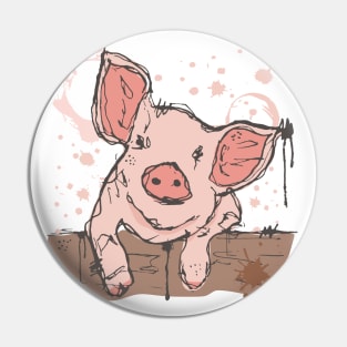 Pig watercolor sketch Pin