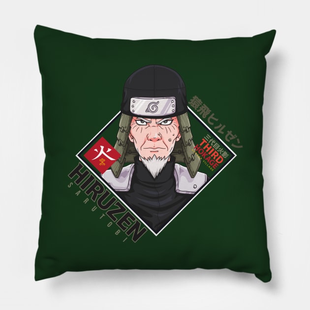 Hiruzen Pillow by TeeTowArt