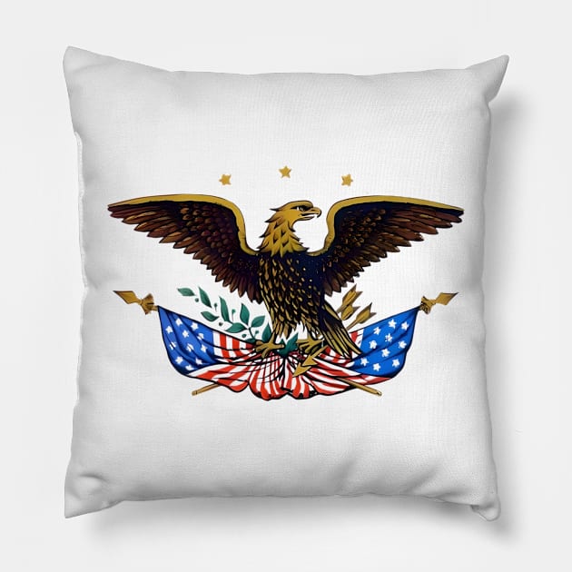 Vintage Patriotic American Eagle Pillow by Desert Owl Designs