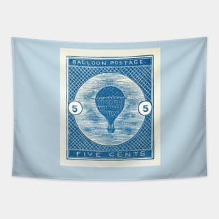 Delft Blue Ephemera Hot Air Balloon Stamp Tapestry