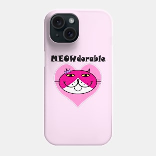 MEOWdorable - PURRty Pink Kitty Face on a Pink Heart Phone Case