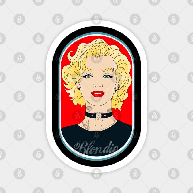 Marilyn tattooed Magnet by Malakian Art