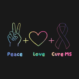 Multiple Sclerosis Awareness Peace Love Cure MS Warrior Prem T-Shirt