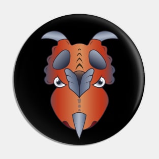 Angry Dinosaur Head Red Achelousaurus Pin